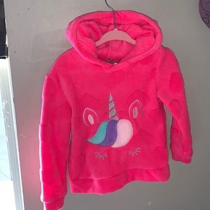 Pink unicorn hoodie sweater fleece 2T very warm